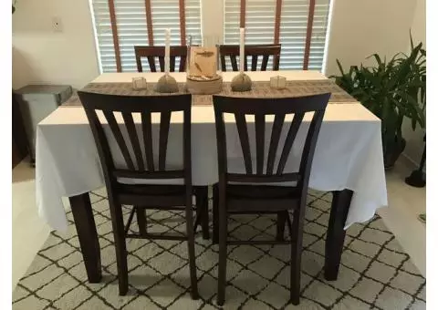 Cherry Finish Sturdy Bistro-Height Dining Table and Chairs Set
