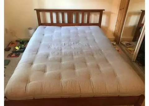 Platform bed (solid wood) & organic cotton/wool futon mattress